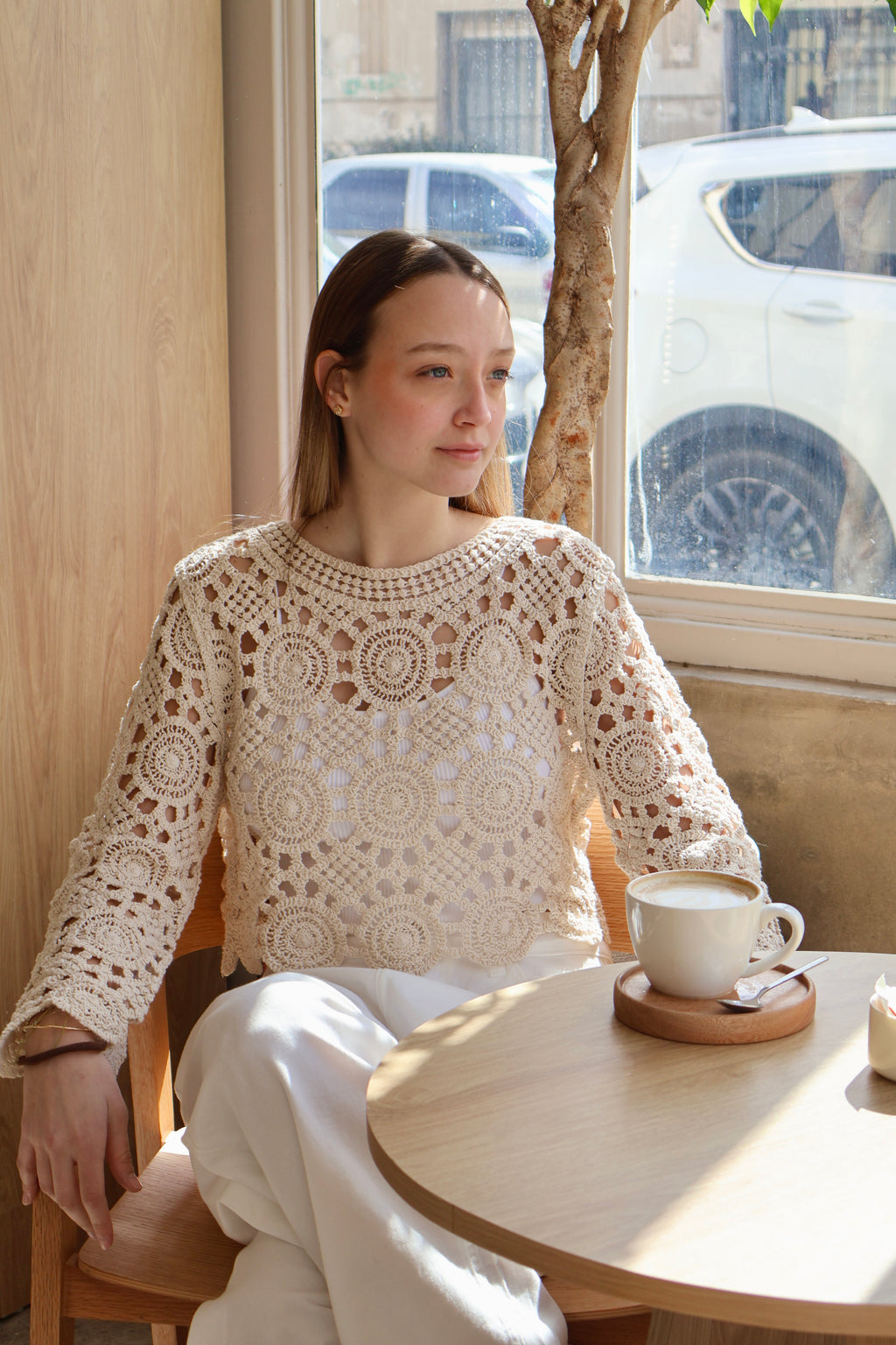 Remera Crochet Manga Oxford