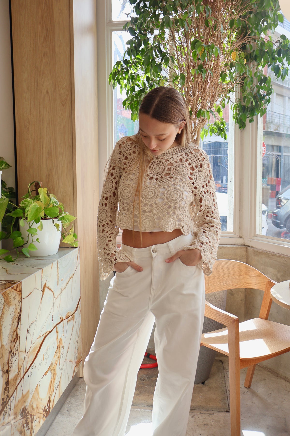 Remera Crochet Manga Oxford