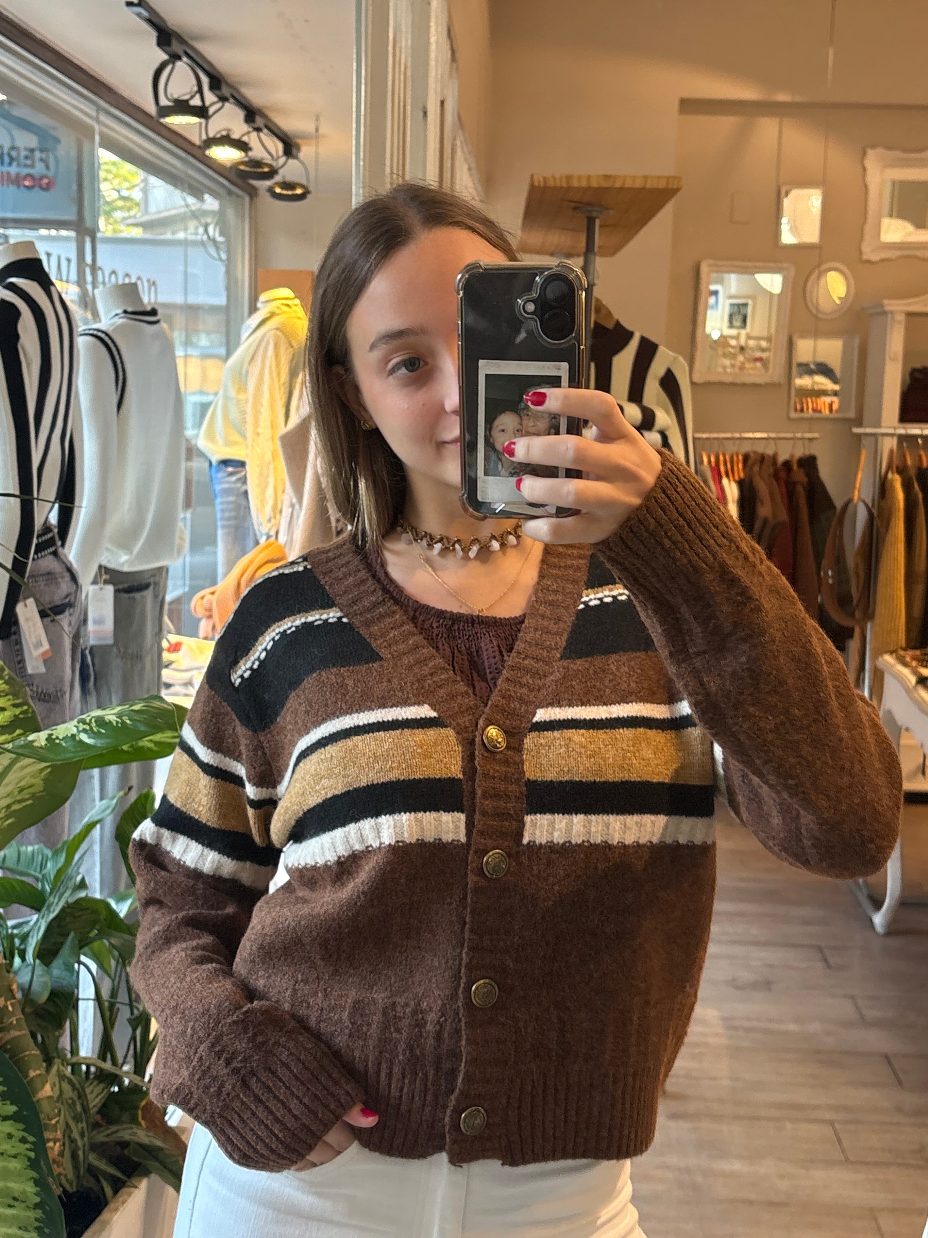 Cardigan Rayas Marron