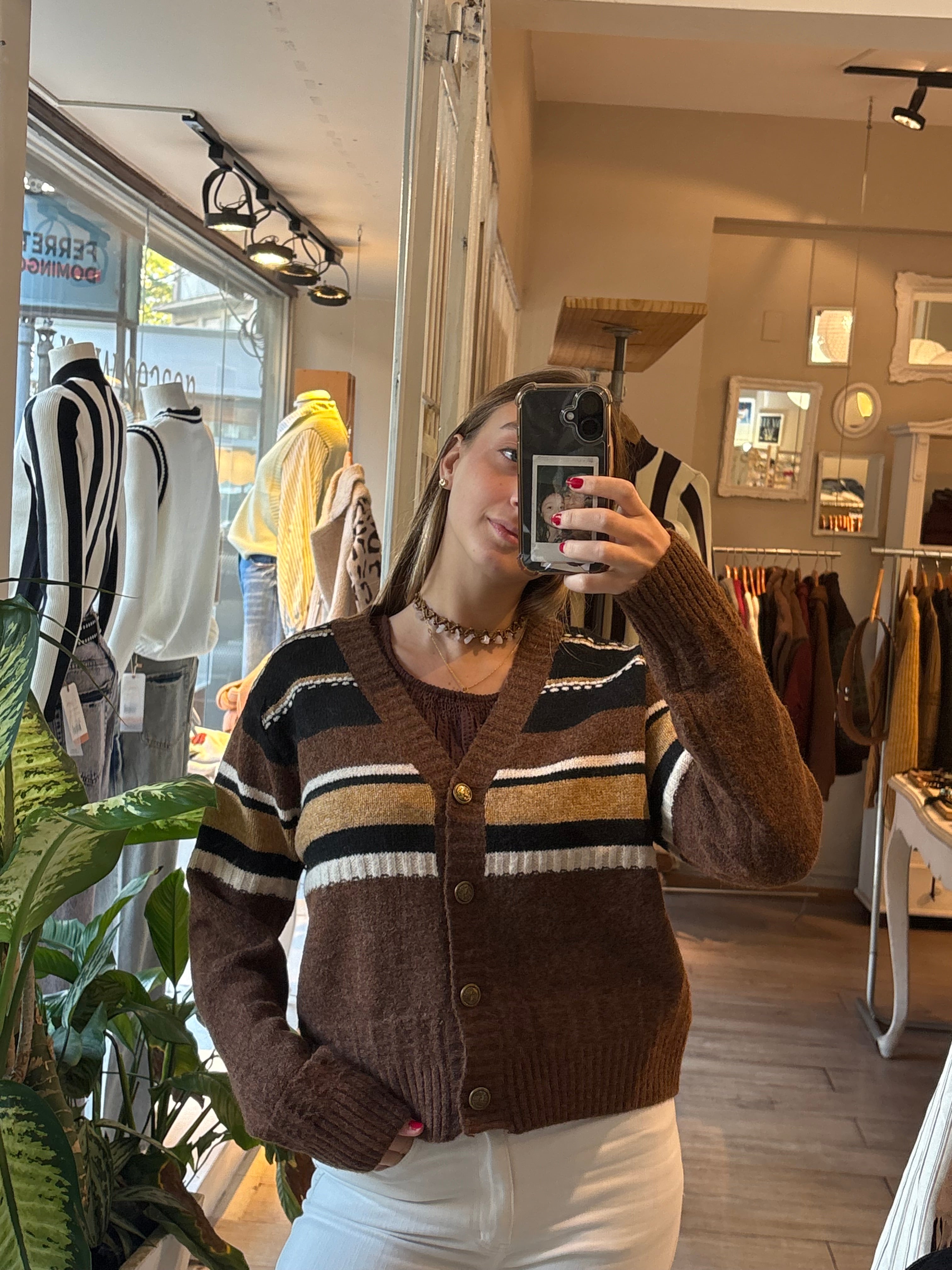 Cardigan Rayas Marron