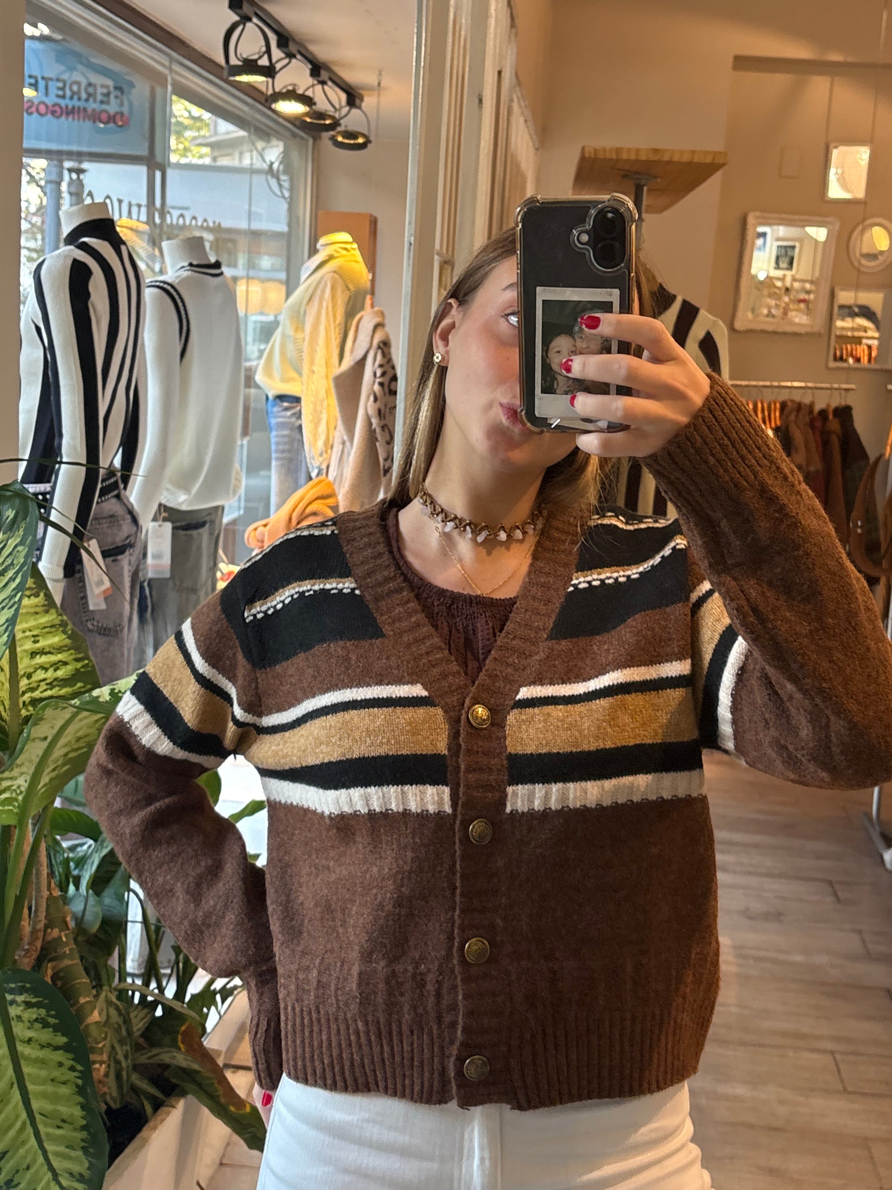 Cardigan Rayas Marron