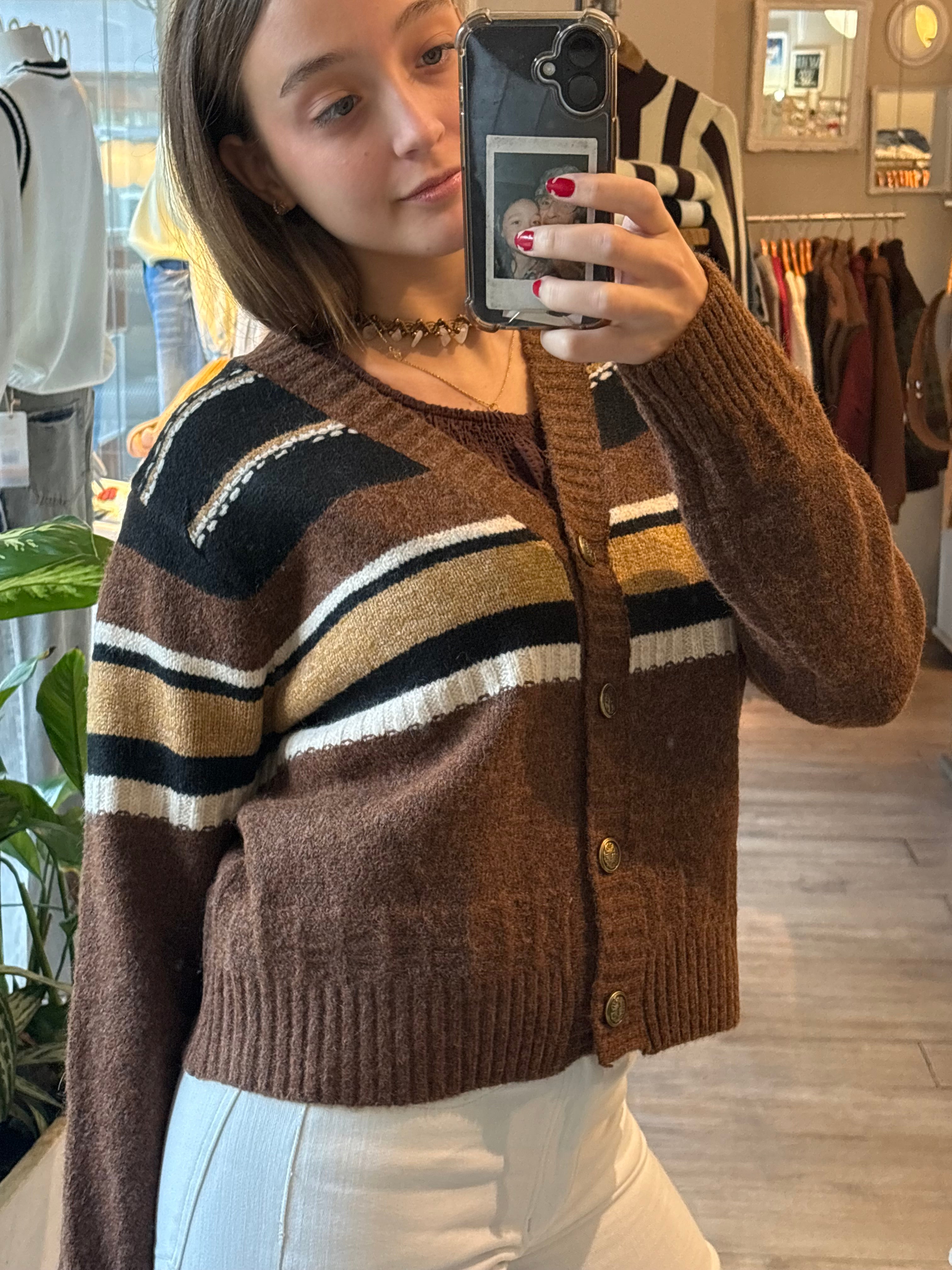 Cardigan Rayas Marron